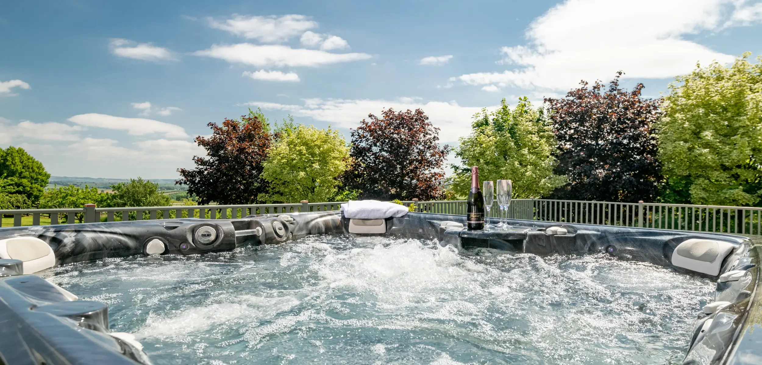 Outdoor hot tub with stunning views, Penblaith Barn